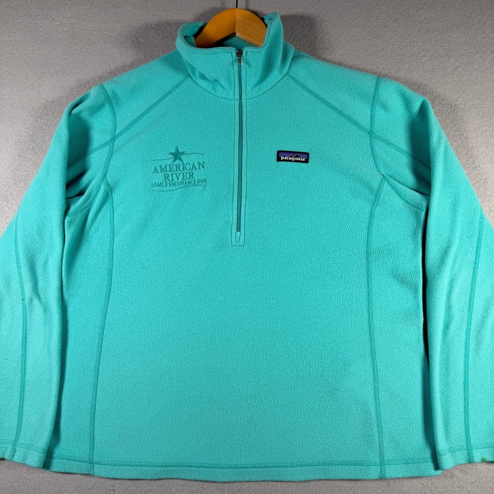 Patagonia Women L Micro D 1/4 Zip Fleece Pullover Teal American River 25420 SP16